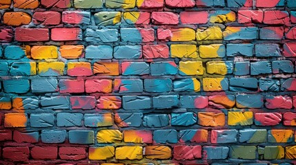 Fototapeta premium Colorful Graffiti Art Displayed on a Brick Wall in an Urban Area