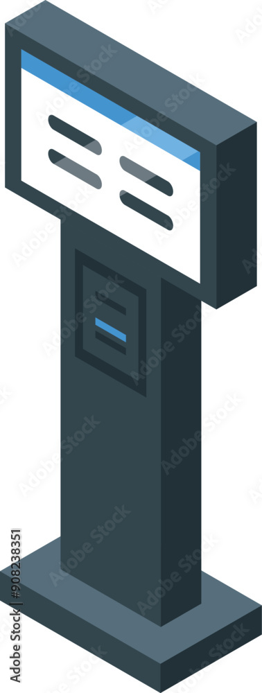 Poster modern interactive information kiosk displaying important data on a digital screen