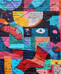 Obraz premium Vibrant Graffiti Artwork on Urban Brick Wall in Daylight