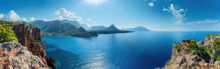 Cliffs Overlooking the Blue Sea on a Summer Day
