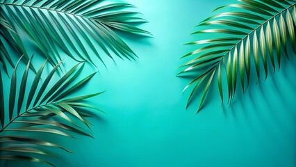 Sun-Kissed Palm Leaf Shadows on Azure: A Minimalist Summer Design  Generative AI