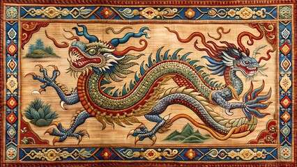 Ancient Scroll of the Dragon: A Tapestry of Legend and History  generative AI