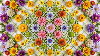 Jarzmianka Flowers in a Geometric Pattern  generative AI