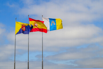  Spanish, Canary Islands and Gran Canaria flags