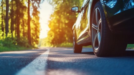 Driving Through Forest on a Sunny Day