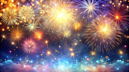 Fototapeta premium 2025: A Kaleidoscope of Light and Wonder with Fireworks and Confetti AI Generated
