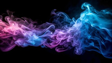 Obraz premium Ethereal Smoke Trails on Black Canvas: A Mystical Overlay for Design Projects generative AI