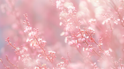 Naklejka premium Light pink background with blooming tree