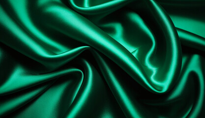 Obraz premium Emerald Green Silk Material with Shiny Surface
