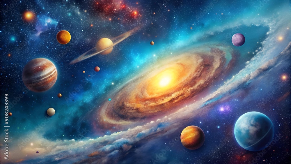 Canvas Prints cosmic canvas: a painted symphony of stars and light ai generated