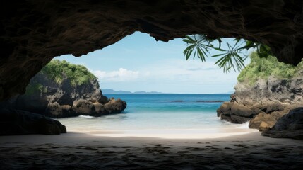 Beautiful view of the sea from the cave