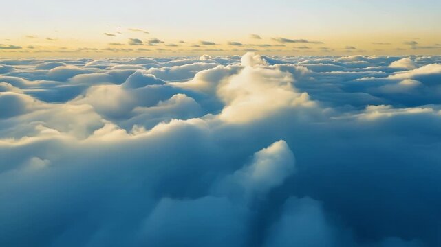 Gliding above the clouds the high altitude formations seem to defy gravity billowing and curling like waves in an invisible ocean.