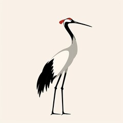 Obraz premium Crane Scandinavian Minimalism animal fashion cartoon isolated whitebackground 16:9