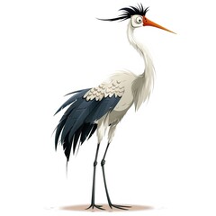 Obraz premium Crane Sustainable animal fashion cartoon isolated whitebackground 16:9