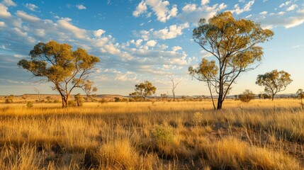 Fototapeta premium Golden Field with Trees 36