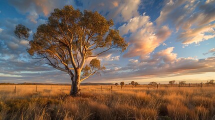 Obraz premium Golden Field with Trees 27