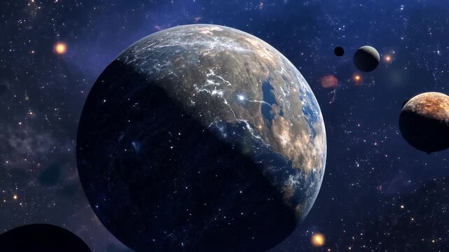 The asteroids size becomes apparent as it dwarfs the surrounding stars and planets while flying past.