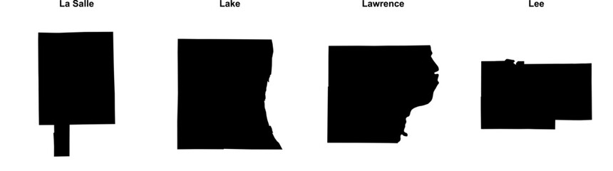 La Salle, Lake, Lawrence, Lee outline maps