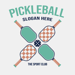 pickle ball sport graphic template. pickle ball game tournament in badge emblem patch label style