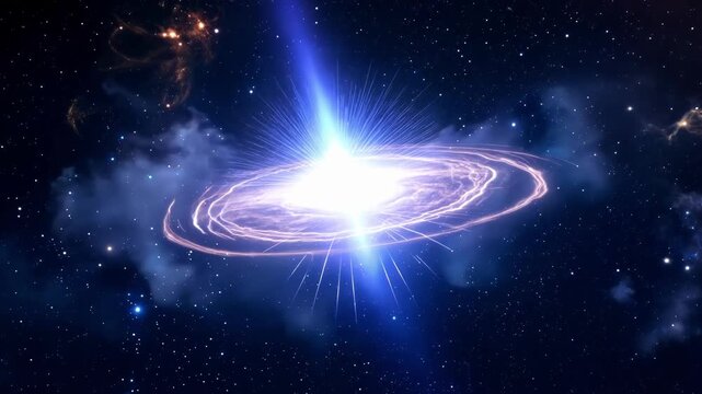 A thrilling and elusive event as a gamma ray burst illuminates the universe for a fraction of a second before disappearing into the dark expanse of space.