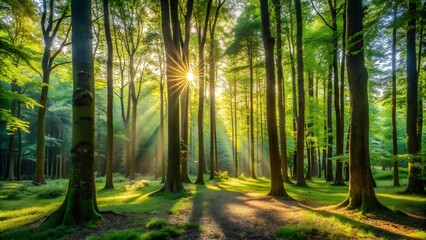 Obraz premium The Forest's Embrace: A Sanctuary of Tranquility Generative AI