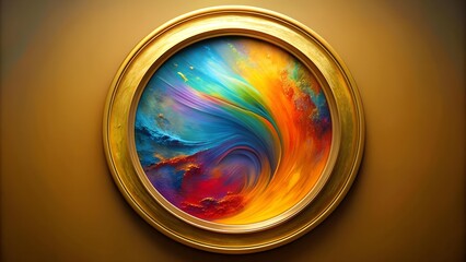Golden Circle of Abstract Art: A Symphony of Hues and Shapes  Generative AI