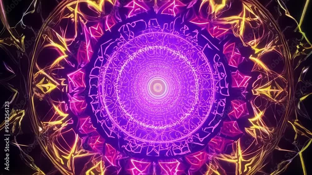 Wall mural vibrant and evershifting patterns of arcane glyphs guide the viewer through a veil of magic and myst