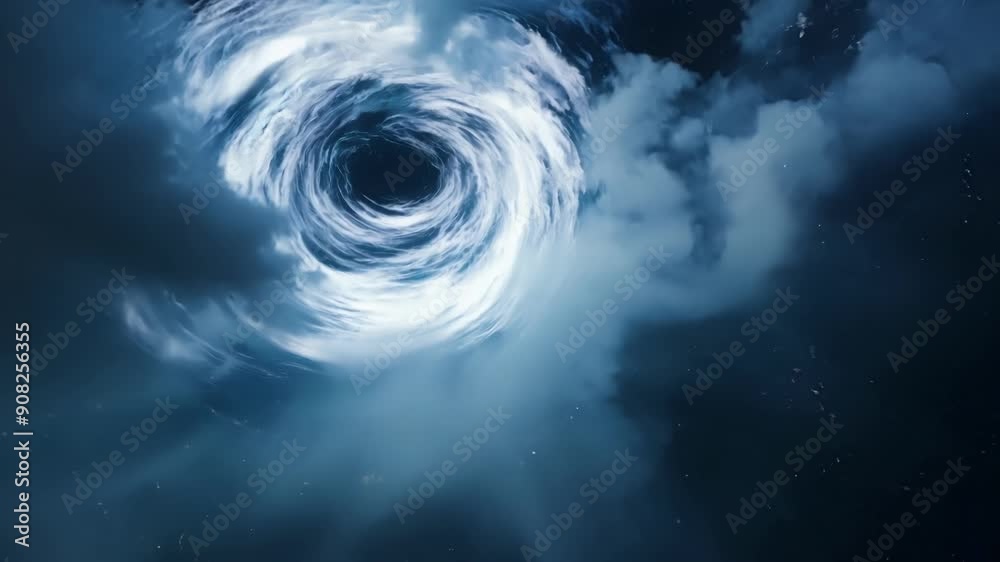 Wall mural a thrilling aerial view of a chaotic arcane storm with jagged swirling clouds of energy creating a d