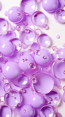 Purple Bubbles on White Background, Abstract Image, Texture, Pattern, Wallpaper, Cover and Screen of Smartphone, Cell Phone, Computer, Laptop, 9:16 and 16:9 Format