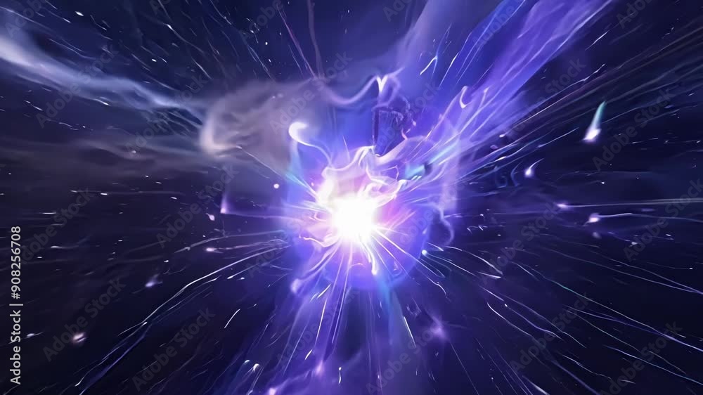 Wall mural darting through a cosmic storm the crackle of electricity illuminating the space around you in a spe