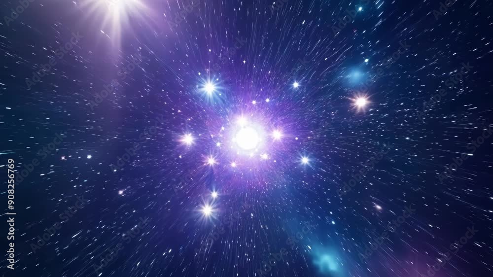 Wall mural flying through a celestial highway illuminated by the astral lights each one radiating with its own 
