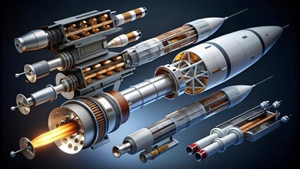 Unveiling the Majesty of Spaceflight: An Exploded View of a Modern Rocket  generative AI