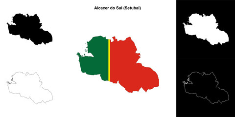 Fototapeta premium Alcacer do Sal municipality outline map set