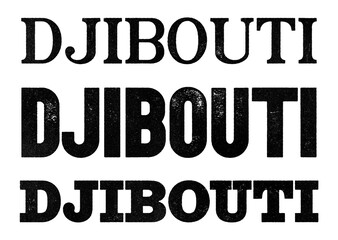 Djibouti country name written in distressed vintage serif, sans serif and slab serif styles isolated on transparent background