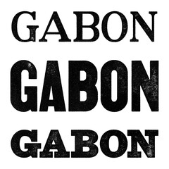 Gabon country name written in distressed vintage serif, sans serif and slab serif styles isolated on transparent background