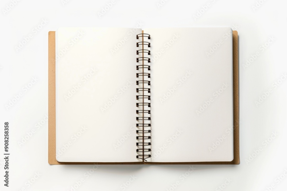 Poster a notebook with pages open on a clean and minimalist background, perfect for education or study-rela
