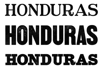 Honduras country name written in distressed vintage serif, sans serif and slab serif styles isolated on transparent background