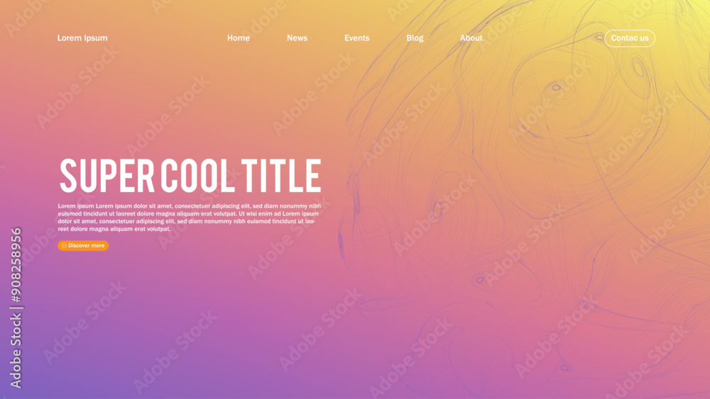 Poster landing page abstract design with sphere element. template for website or app.