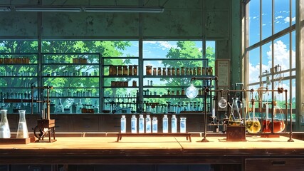 Fototapeta premium arcane laboratory laboratory dedicated to studying mag anime
