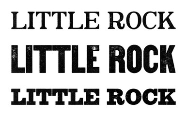 Little Rock city name written in distressed vintage serif, sans serif and slab serif styles isolated on transparent background