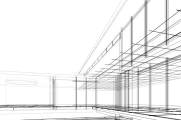 Abstract modern architecture 3d illustration