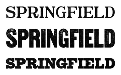 Springfield city name written in distressed vintage serif, sans serif and slab serif styles isolated on transparent background