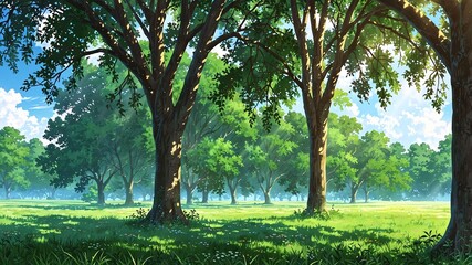 Fototapeta premium spiritual grove grove imbued with spiritual energy and anime