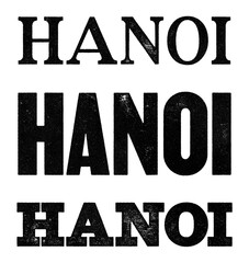 Hanoi city name written in distressed vintage serif, sans serif and slab serif styles isolated on transparent background