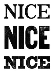 Nice city name written in distressed vintage serif, sans serif and slab serif styles isolated on transparent background