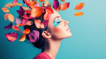 Woman with Autumn Leaves in her Hair