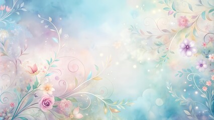 Ethereal Watercolor Swirls with Delicate Floral Accents  AI Generated