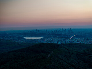 Istanbul city skyline at sunset