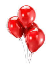 A bunch of red balloons are tied together