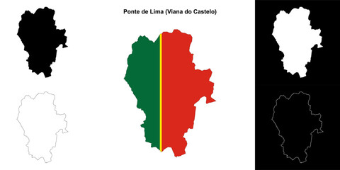 Fototapeta premium Ponte de Lima municipality outline map set